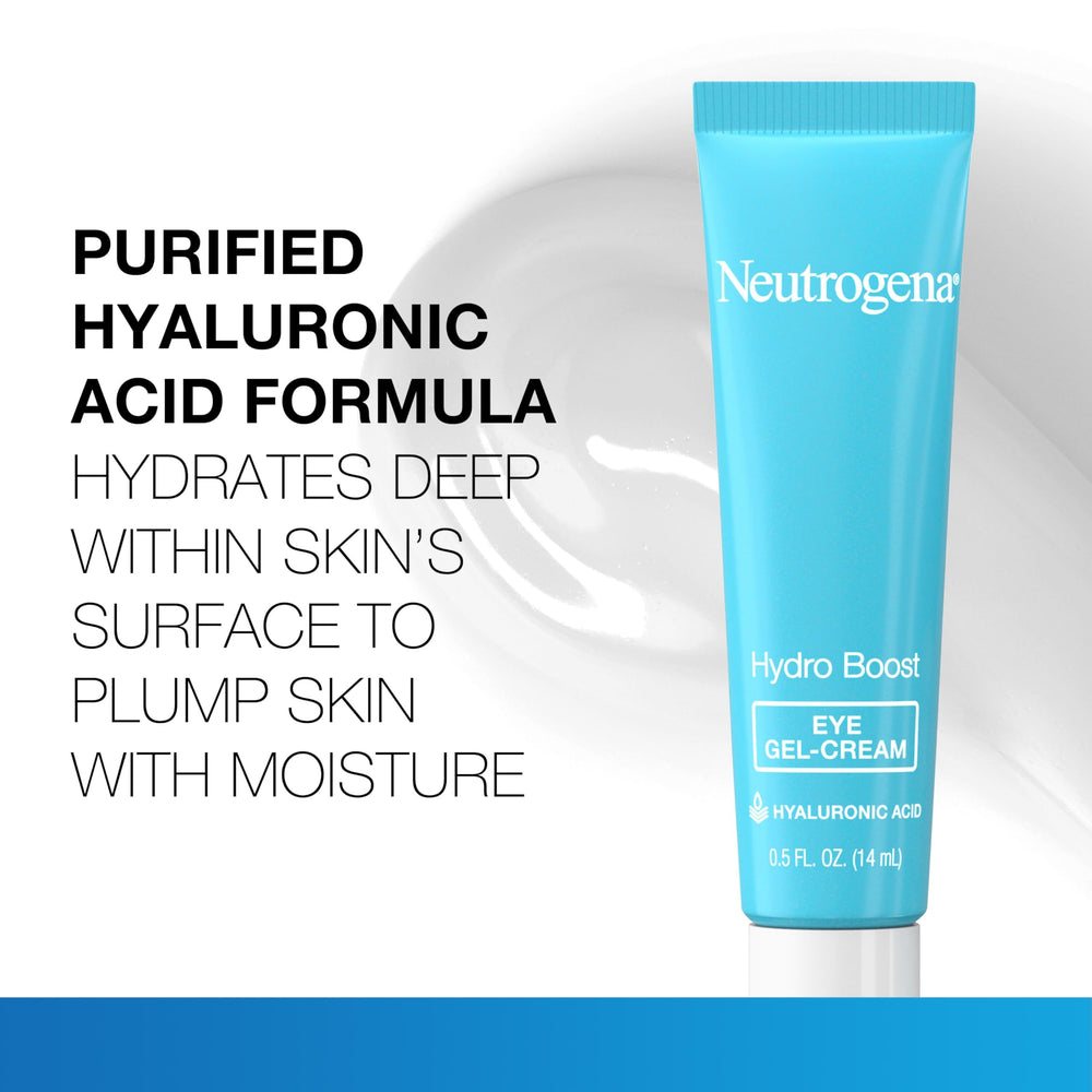 Neutrogena Hydro Boost eye gel-cream swatch demonstrates lightweight, oil-free hydration.
