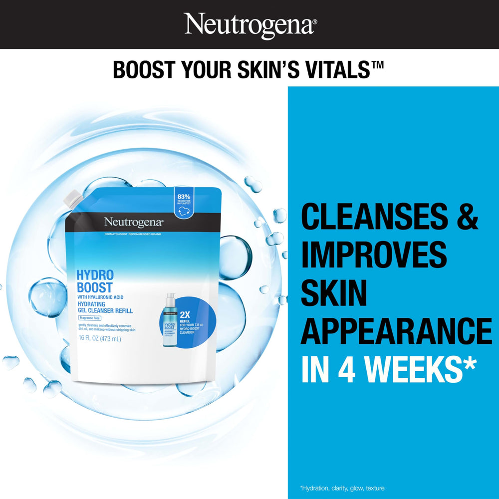 Neutrogena Hydro Boost fragrance-free formula shown for sensitive skin hydration