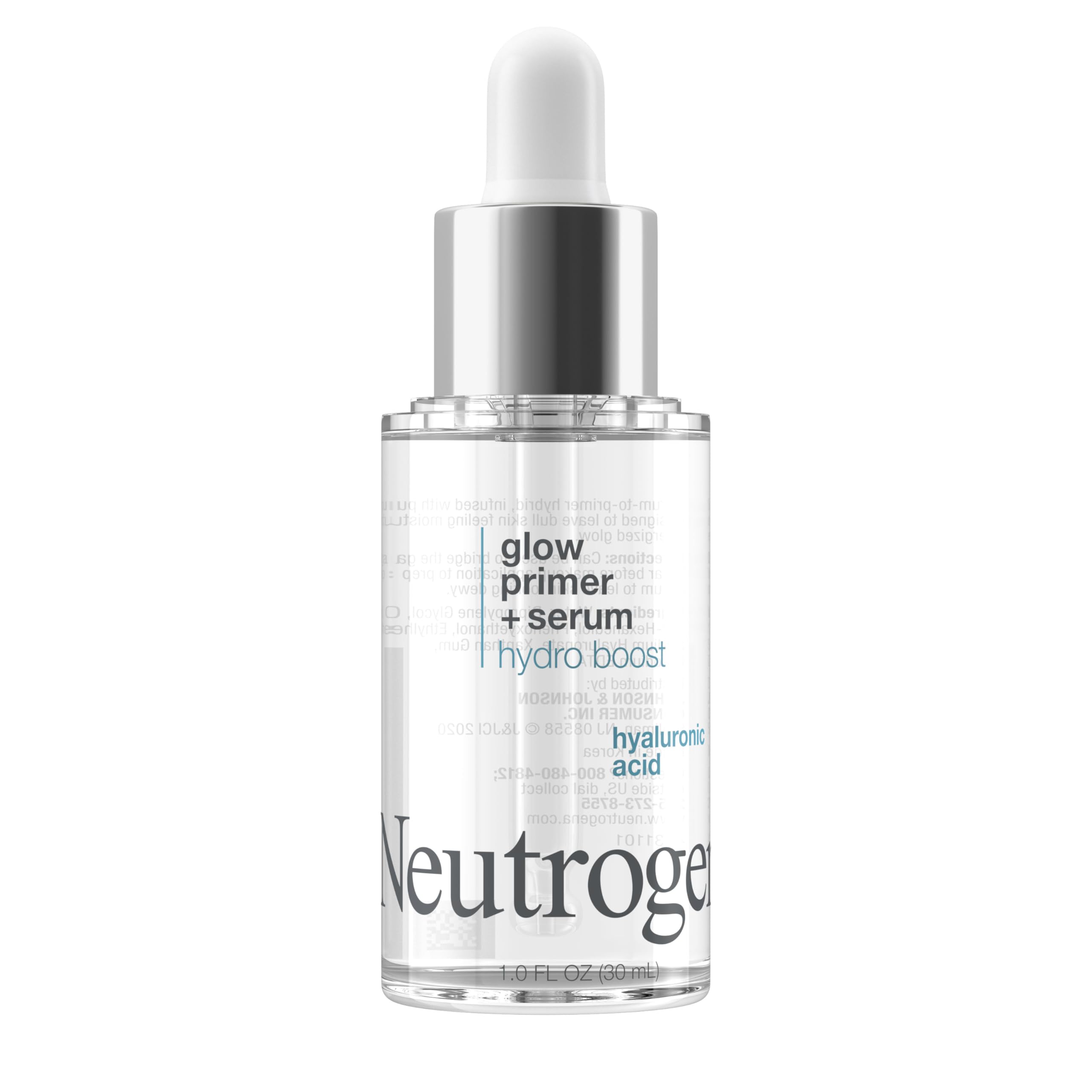 Dewy finish demonstrated with Neutrogena Glow Booster as makeup base.