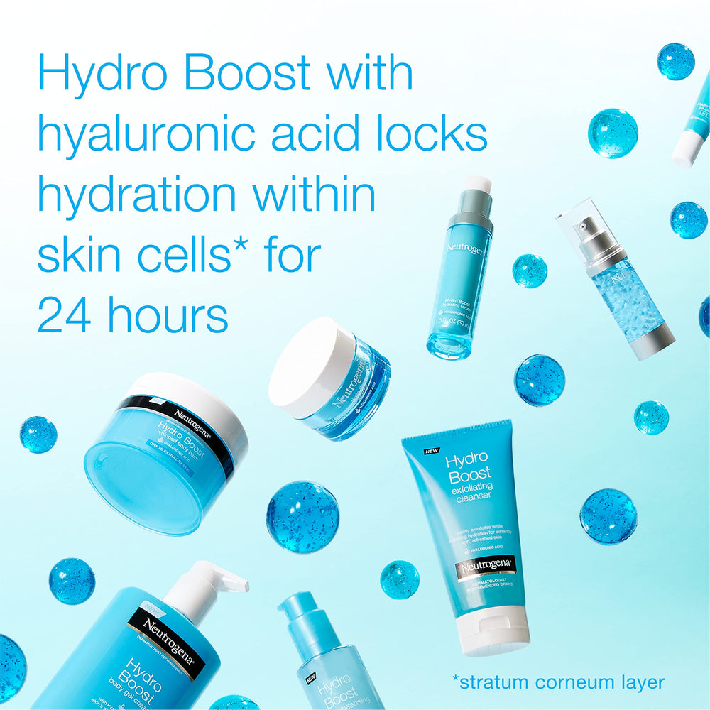 Neutrogena Hydro Boost hydrogel mask alongside hydrating routine visuals