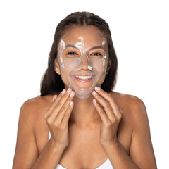 Neutrogena Hydro Boost hydrogel mask on face demonstrates contouring for even hydration