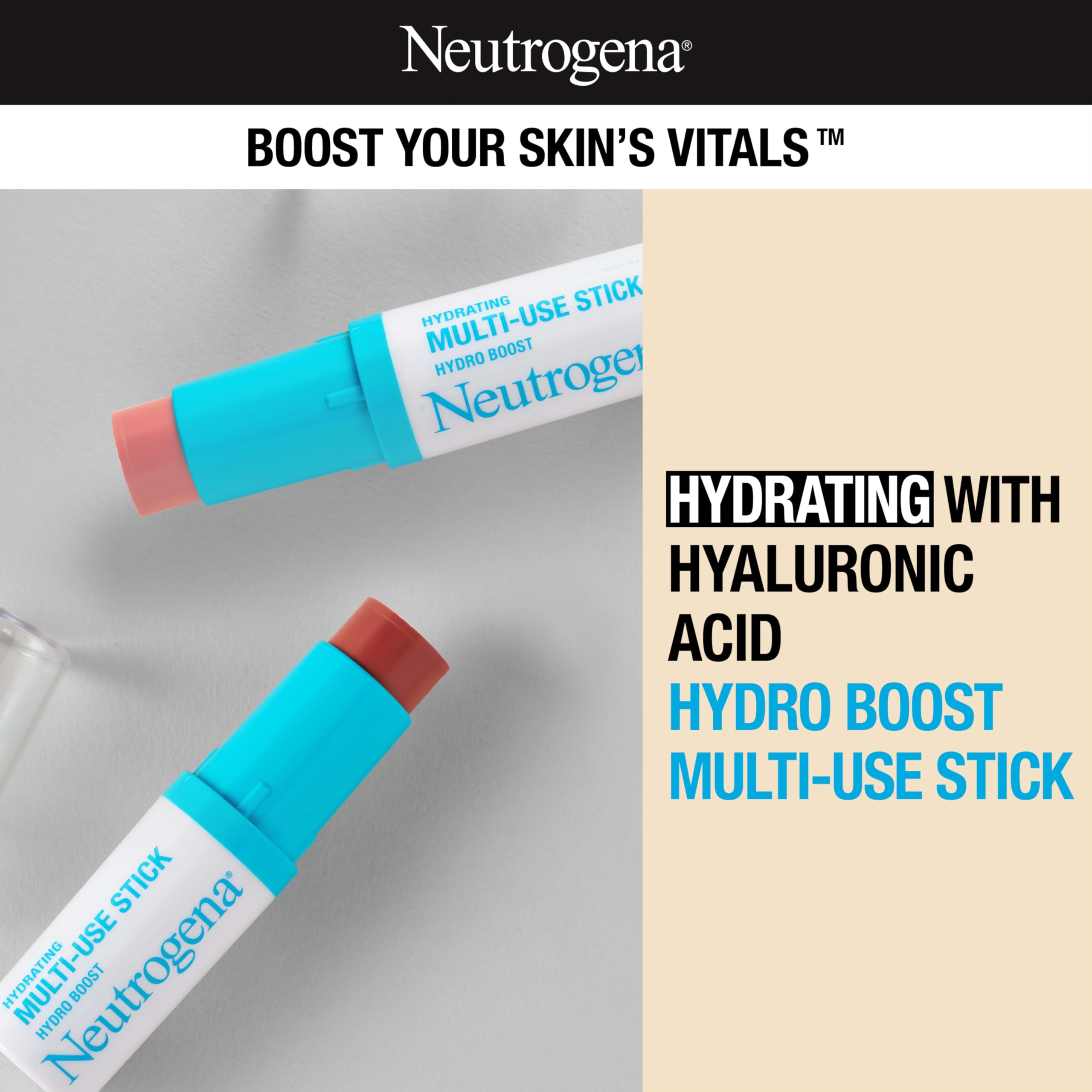 Neutrogena Hydro Boost makeup stick lip-tint-application demonstrates buildable color for smooth lips.
