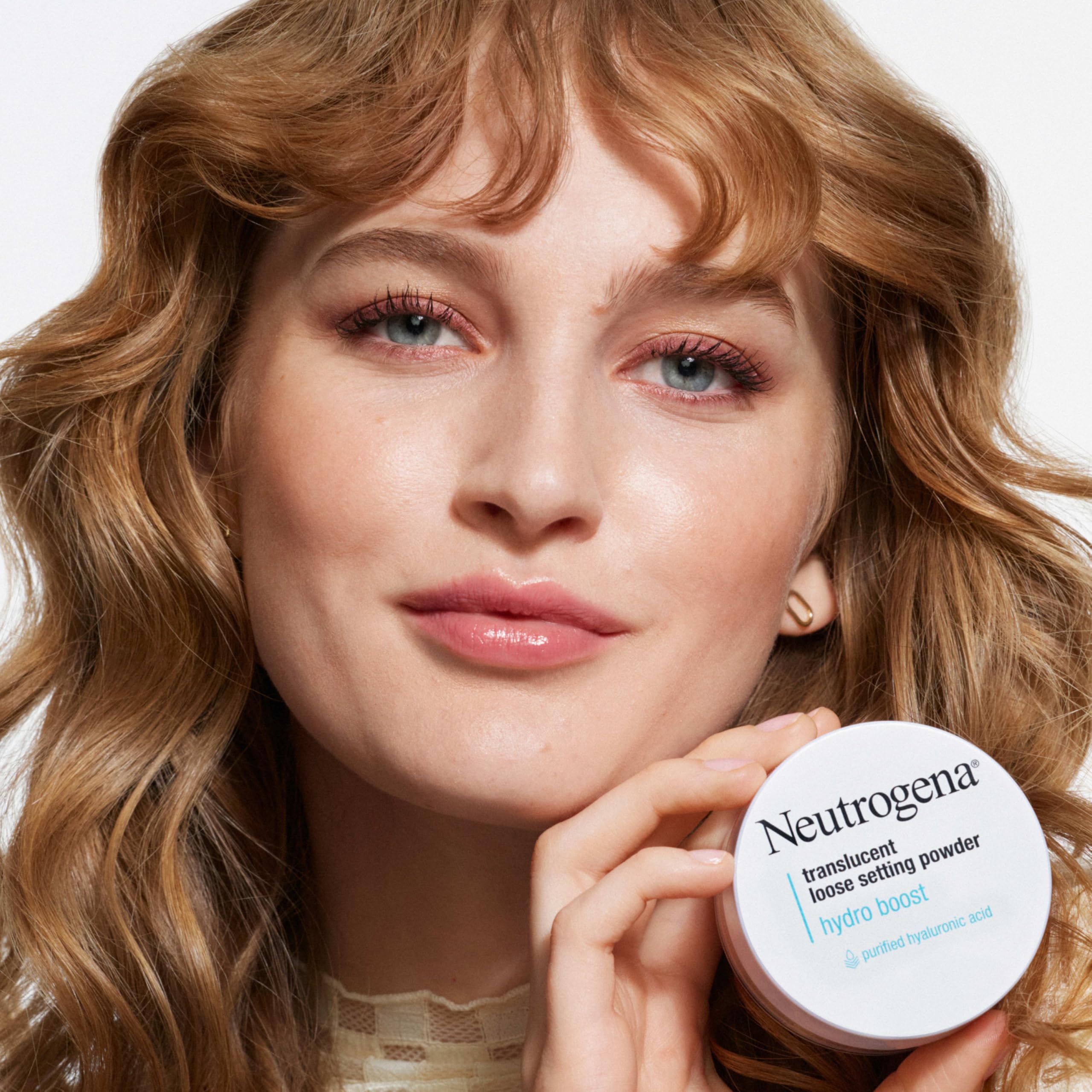 Neutrogena Hydro Boost powder face close-up shows smooth, even skin texture.