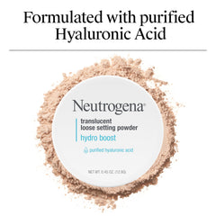 Neutrogena Hydro Boost powder swatch highlights translucent, pore-blurring effect.
