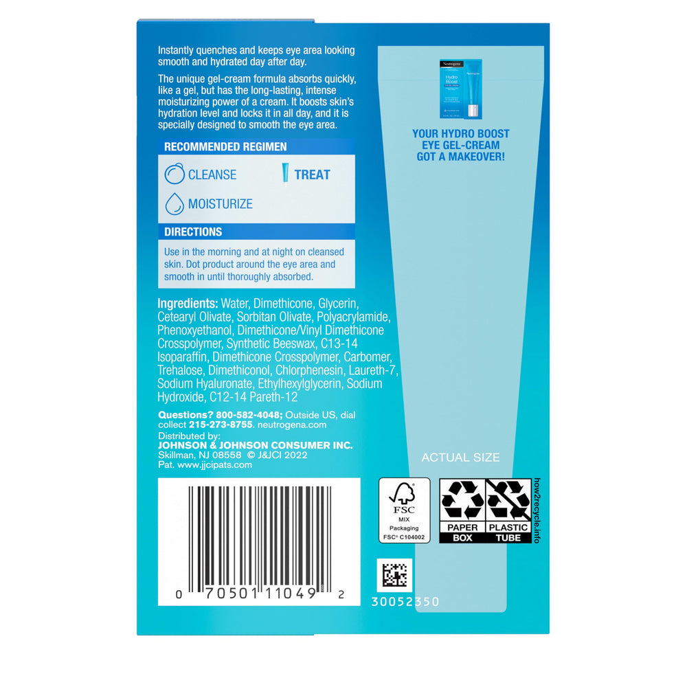 Neutrogena Hydro Boost eye area being softly dabbed for hydration lock-in.