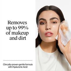 Neutrogena Hydro Boost wipe glides over the face for gentle cleansing.