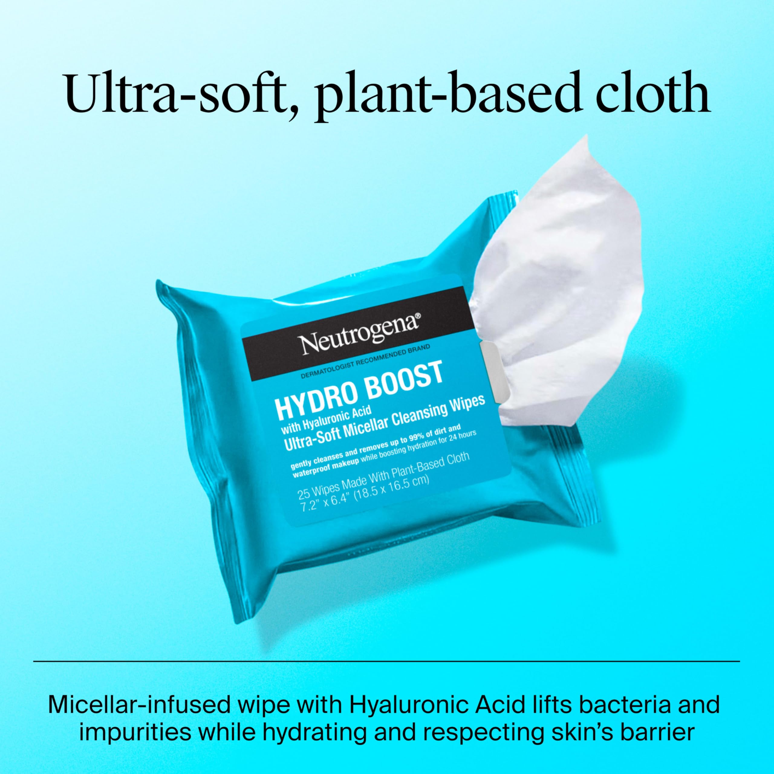 Neutrogena Hydro Boost wipes require no rinsing for quick refresh.