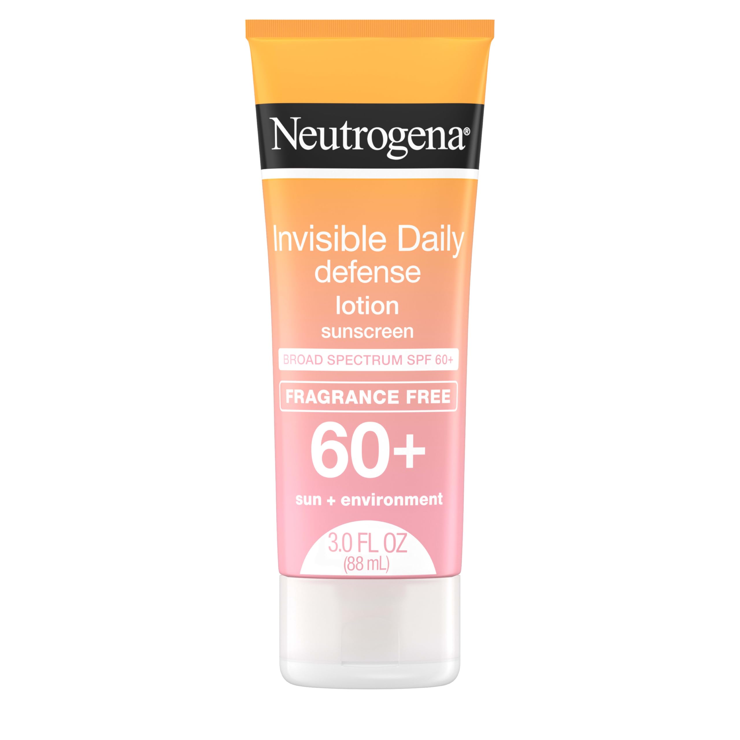 Neutrogena Invisible Daily Defense sunscreen bottle shown with clear, invisible protection.
