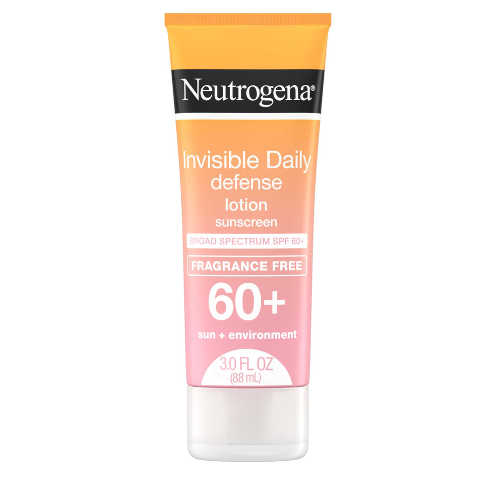 Neutrogena Invisible Daily Defense sunscreen bottle shown with clear, invisible protection.