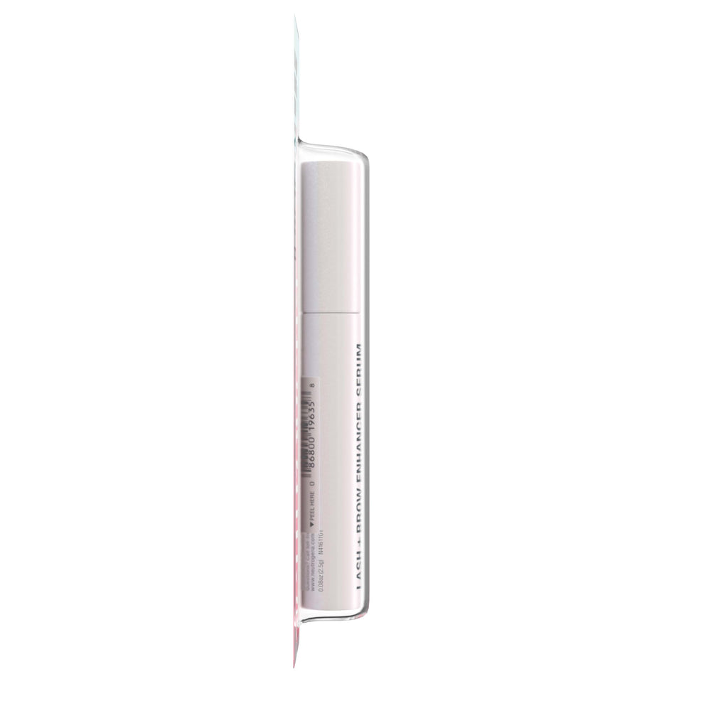 Neutrogena Lash + Brow Serum eyelashes before-after closeup shows visible fullness