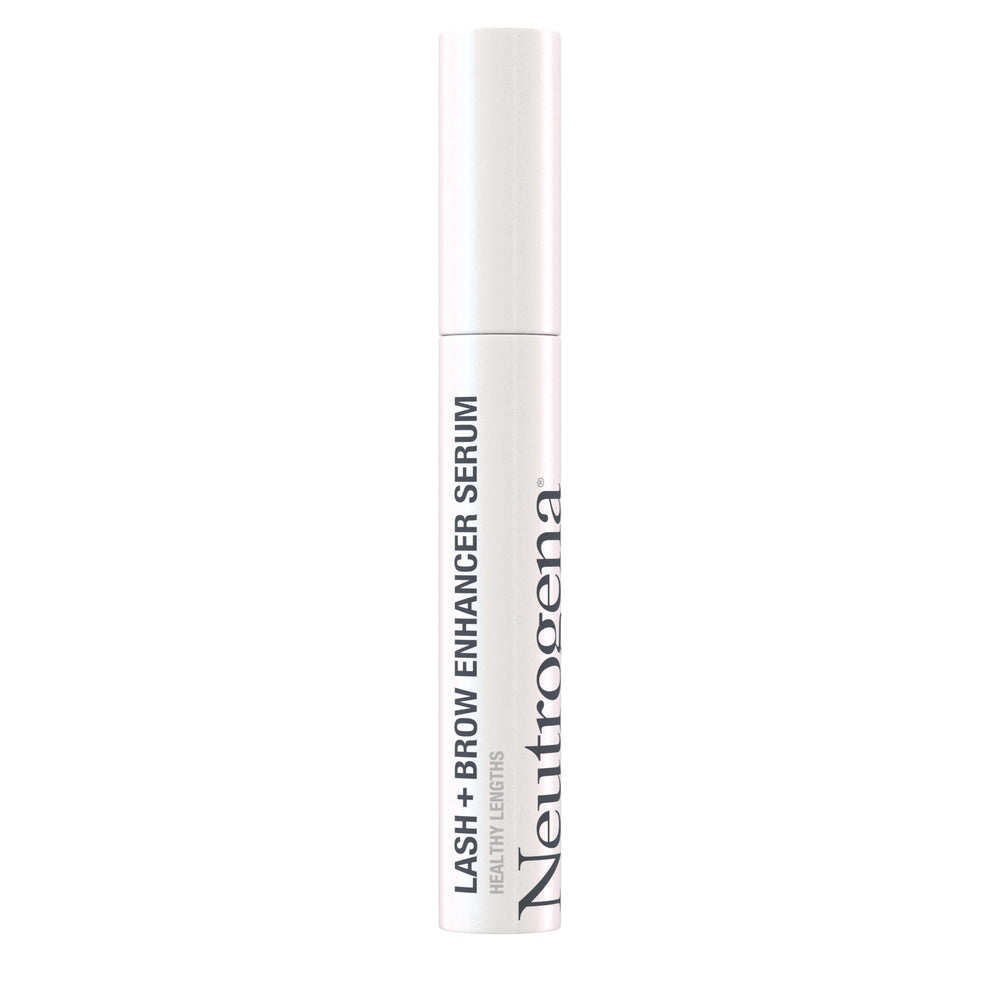 Neutrogena Lash + Brow Serum wand application shows easy nightly touch-ups for brows and lashes