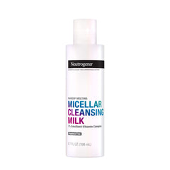 Neutrogena Makeup Melting Micellar Milk bottle closeup showing fragrance-free cleansing for sensitive skin.
