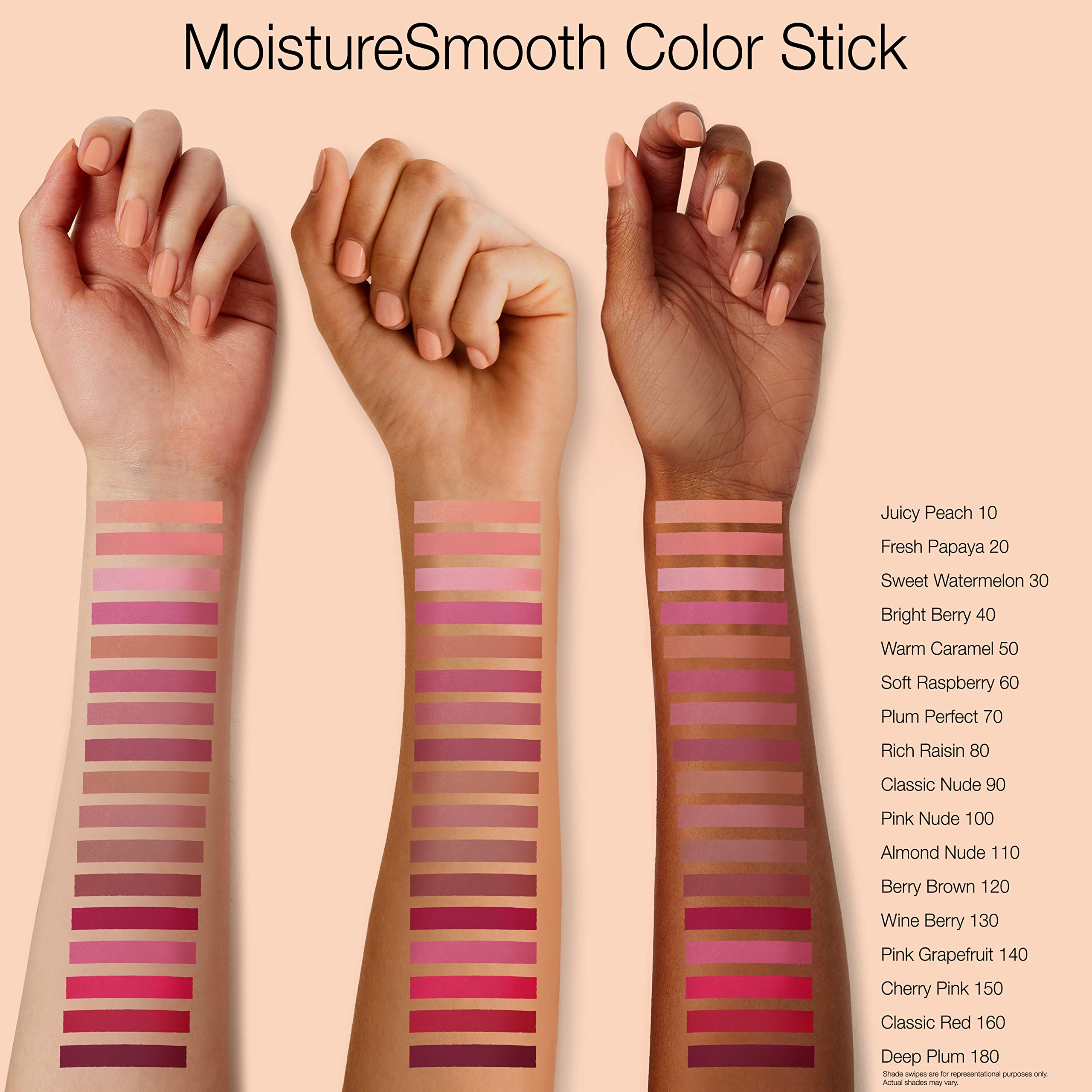 Neutrogena MoistureSmooth Color Lip Stick Deep Plum swatch with rich pigment.