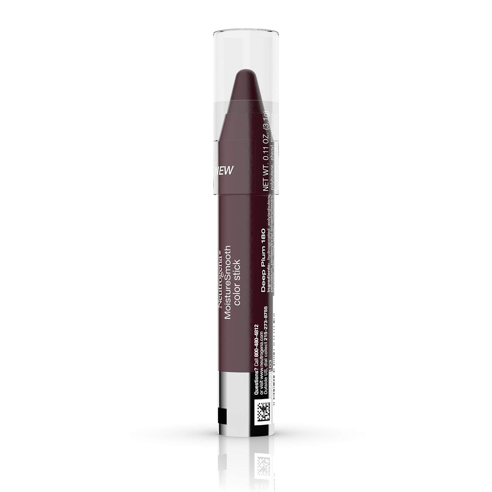 Neutrogena MoistureSmooth Color Lip Stick swatch shows sheer, shimmery finish for daily wear.