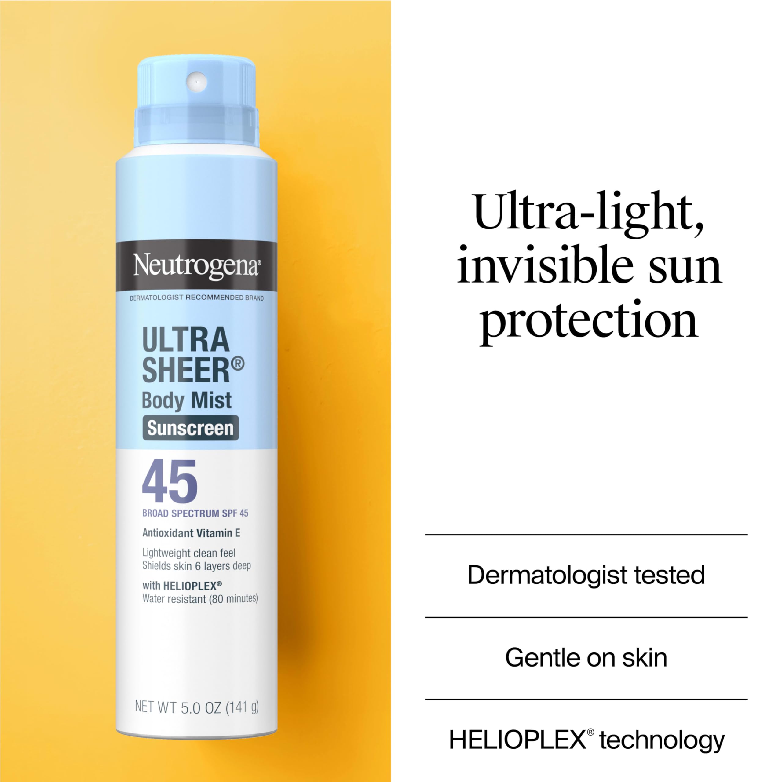 Neutrogena non-greasy finish spray demonstrates sheer ultralight feel during outdoor runs