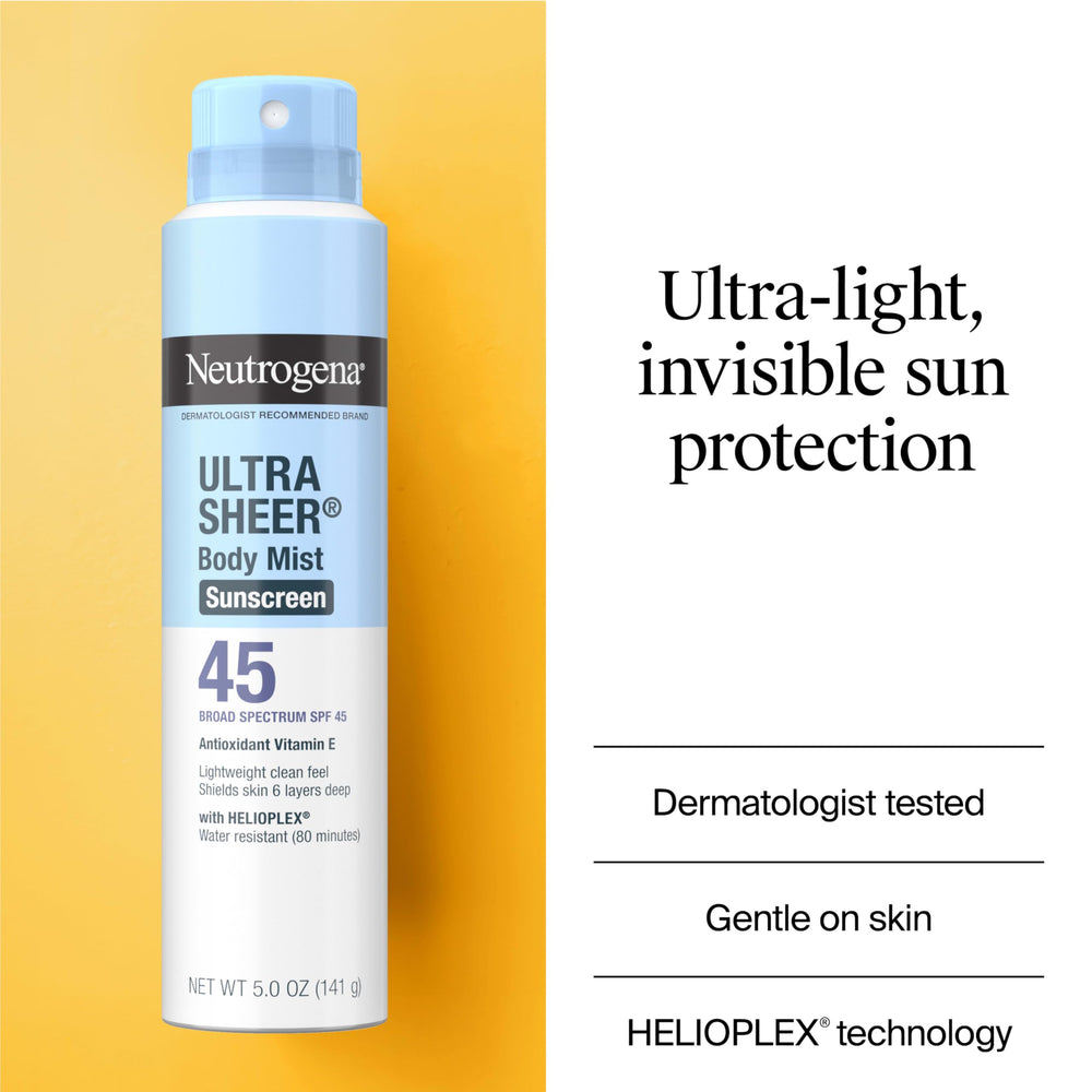 Neutrogena non-greasy finish spray demonstrates sheer ultralight feel during outdoor runs