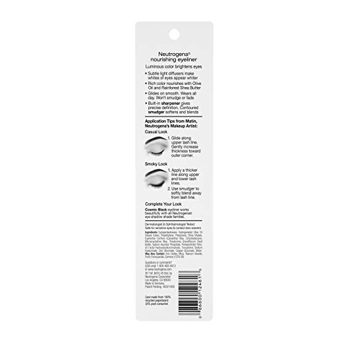 Neutrogena Nourishing Eyeliner Pencil shade options with Neutrogena Mascara.