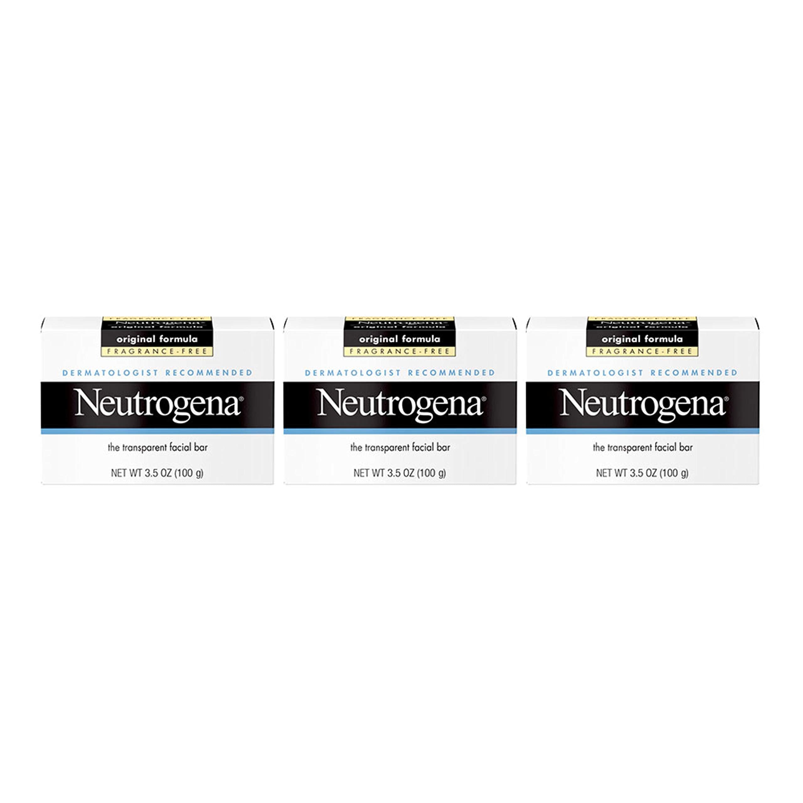 Neutrogena Original Amber Bar fragrance-free face wash bar close-up for gentle daily cleansing.