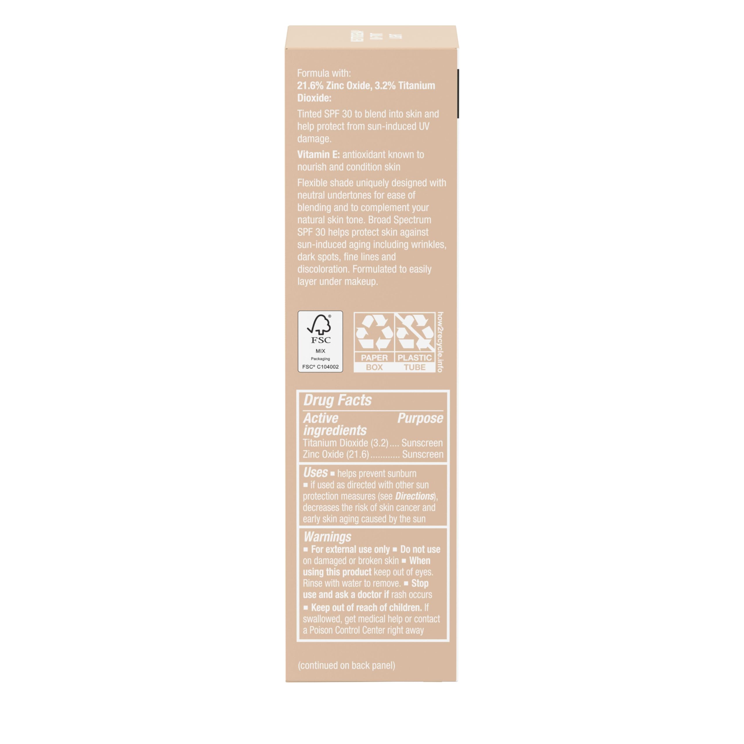Neutrogena Purescreen+ shake-before-use instruction shown on label.