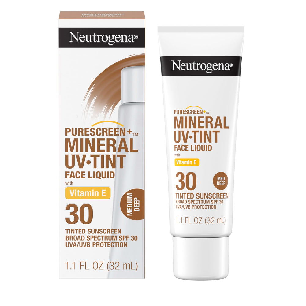 Close-up of Neutrogena Purescreen+ tinted sunscreen swirled on skin for even blend