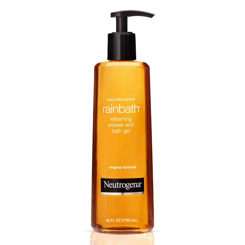Neutrogena Rainbath front label shows a mega-size bottle for long-lasting use