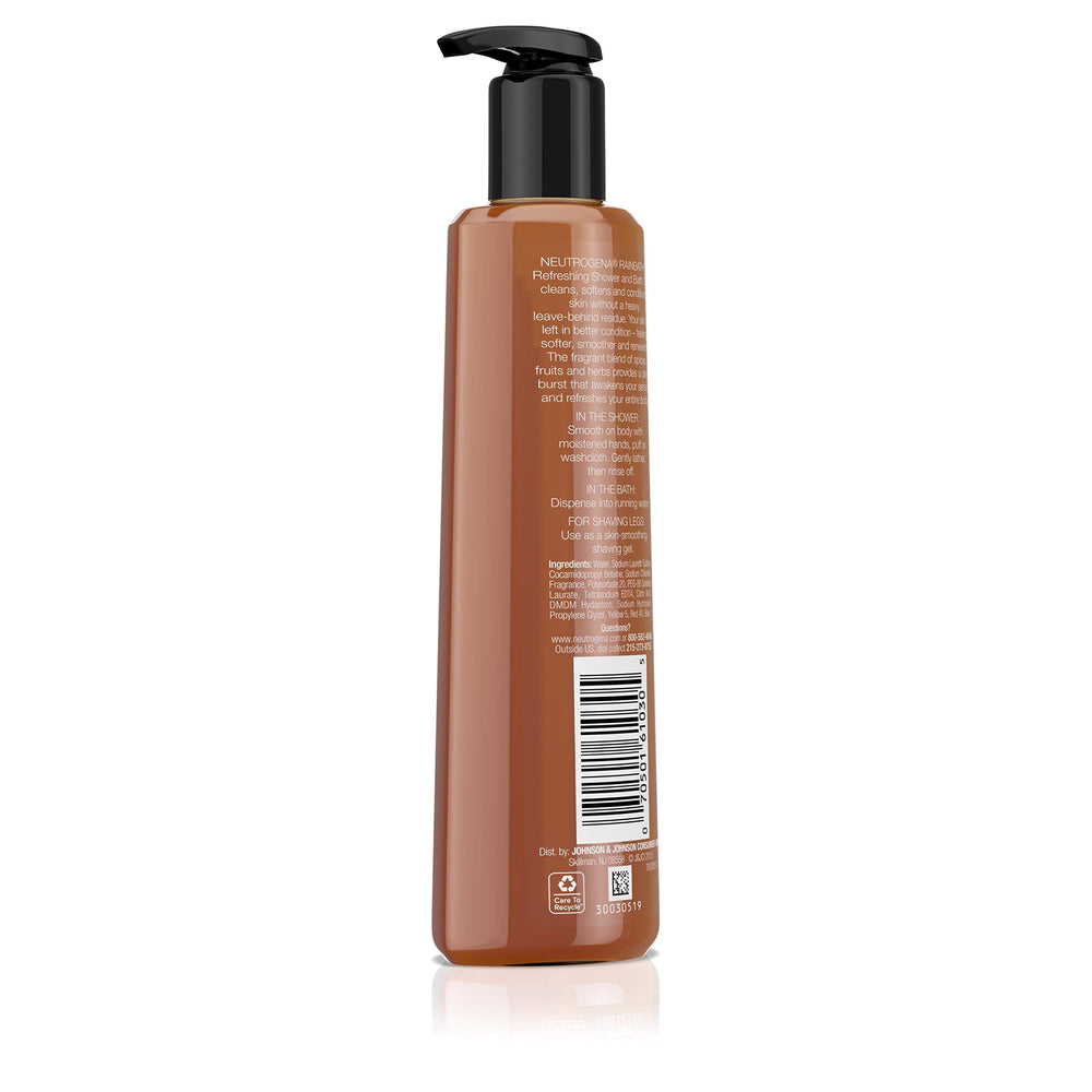 Neutrogena Rainbath gel close-up showing clean rinse without heavy residue