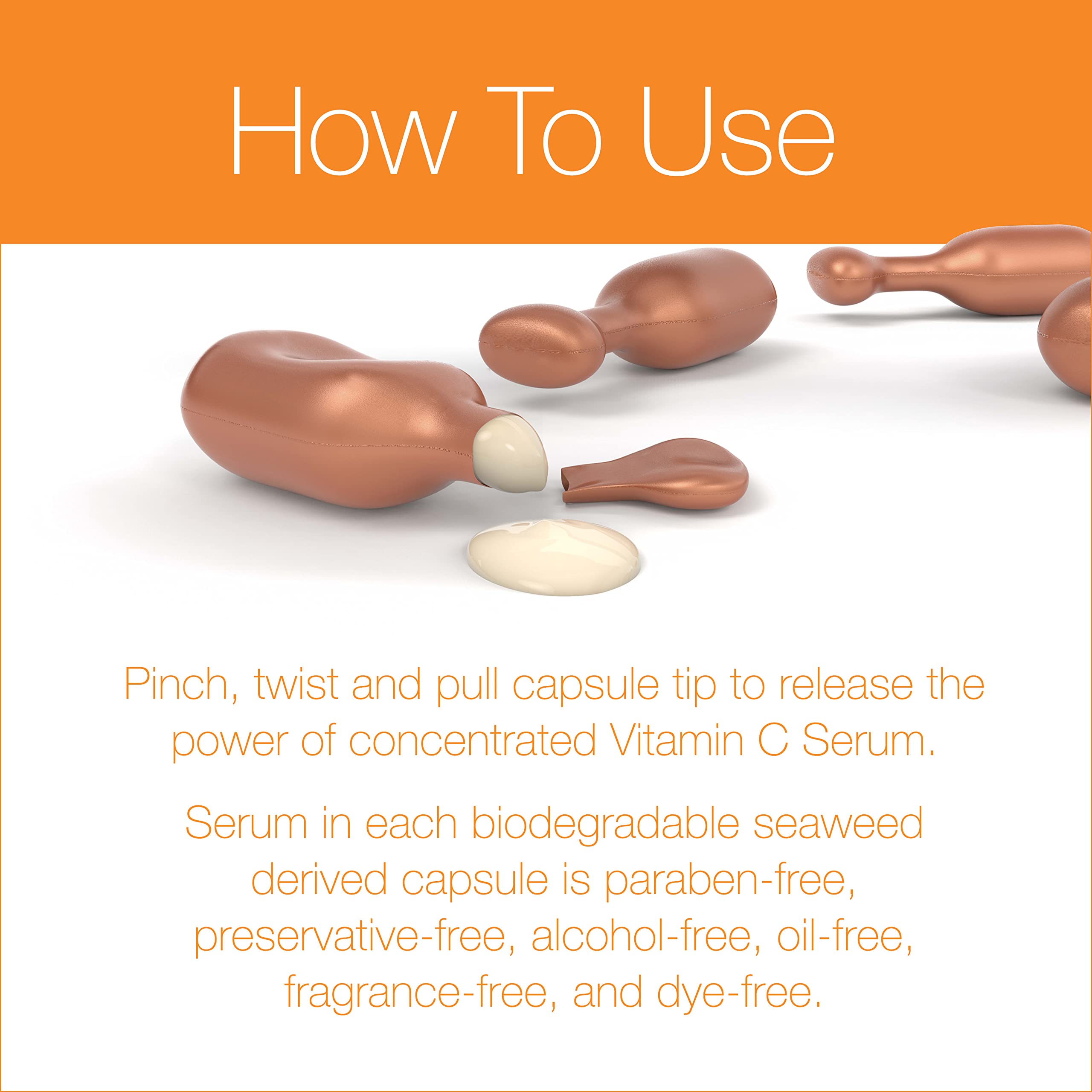 Neutrogena Rapid Tone Repair capsule tip being pinched to release fresh serum.