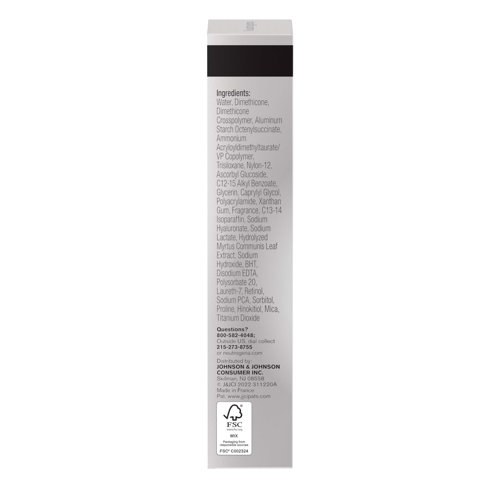 Neutrogena Rapid Tone Repair serum on face demonstrates daily brightening.