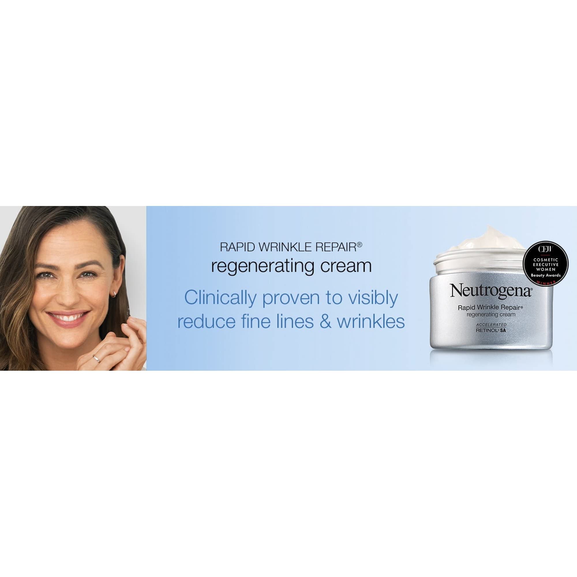 Neutrogena Rapid Wrinkle Repair cream texture swatch demonstrating rich hydration