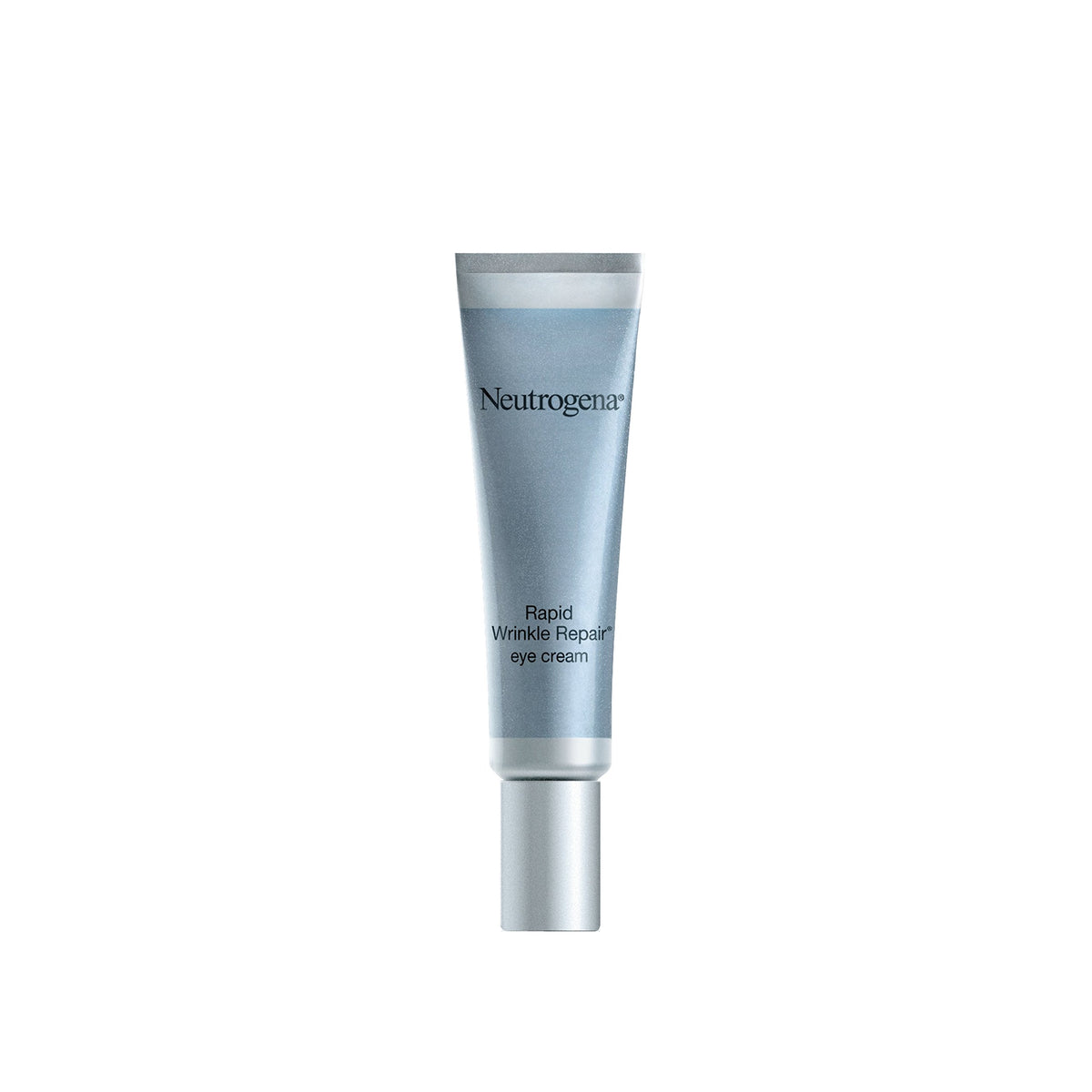 Neutrogena Rapid Wrinkle Repair eye cream tube closeup showing retinol and hyaluronic acid for smoother eye skin