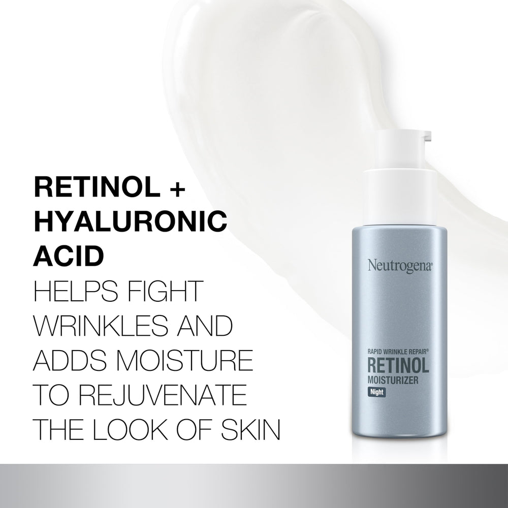 Neutrogena Rapid Wrinkle Repair night cream texture indicating creamy, hydrating consistency.