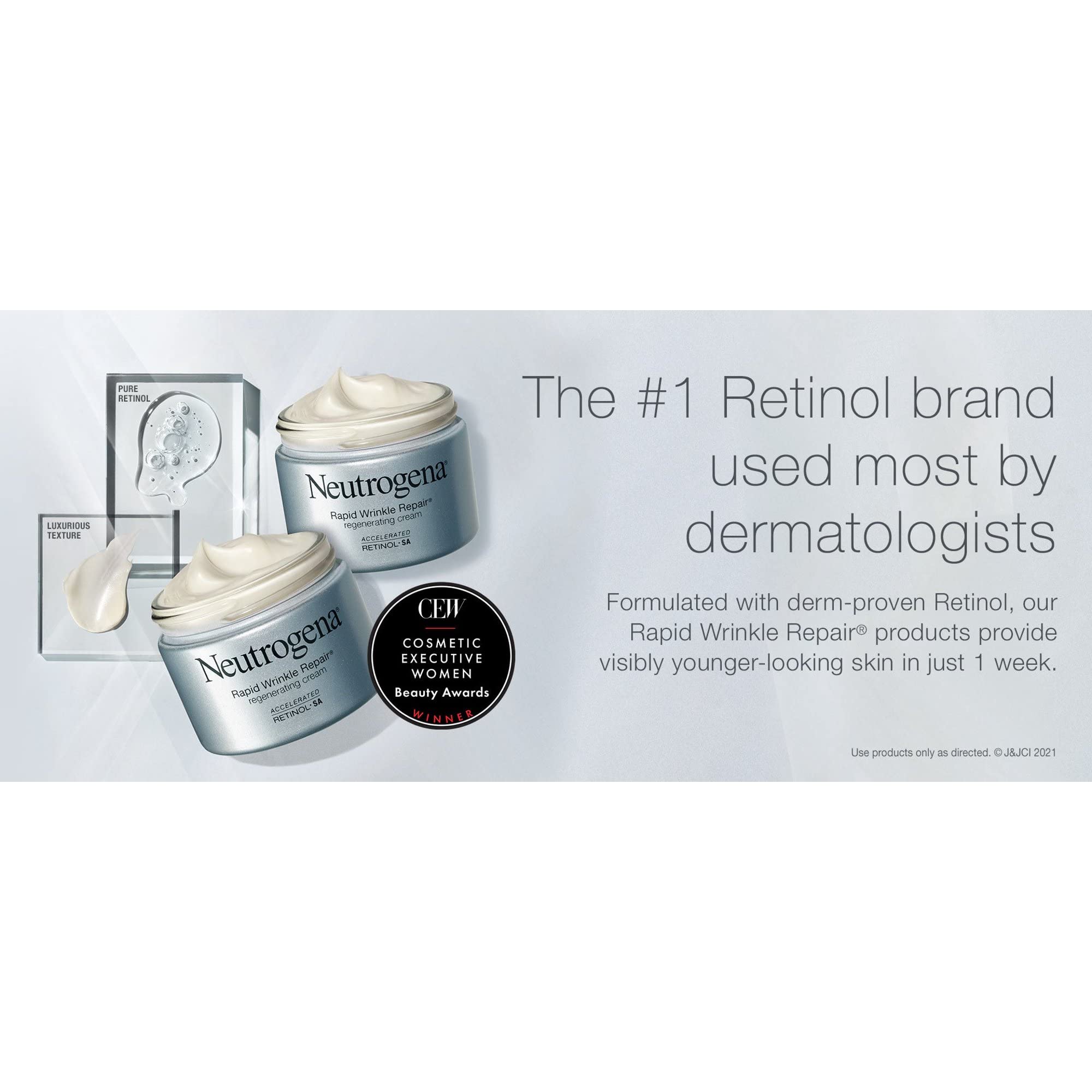 Neutrogena Rapid Wrinkle Repair packaging showing dermatologist-tested anti-aging cream
