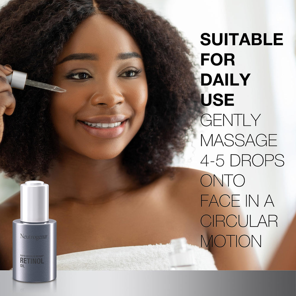 Neutrogena Rapid Wrinkle Repair Retinol Oil dropperPour demonstrates controlled dosing