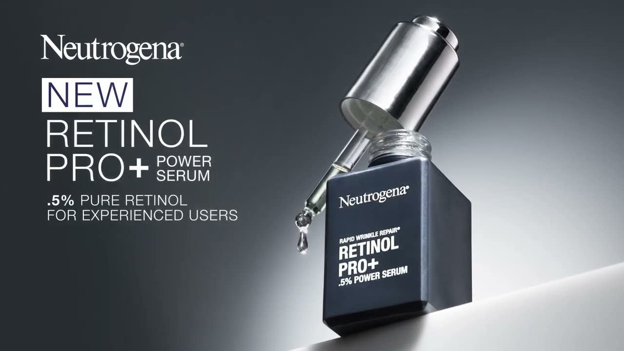 Neutrogena Rapid Wrinkle Repair Serum label close-up highlighting retinol and emollients