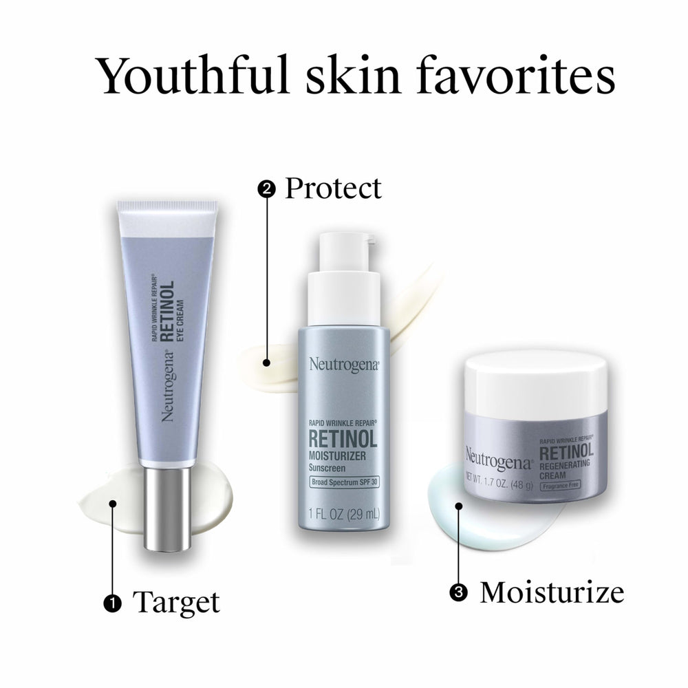 Neutrogena Rapid Wrinkle Repair closeup of creamy texture for visible smoothing.
