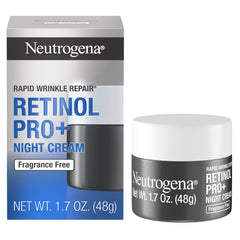 Neutrogena Retinol Pro+ Night Cream jar closeup for hydration and anti-aging