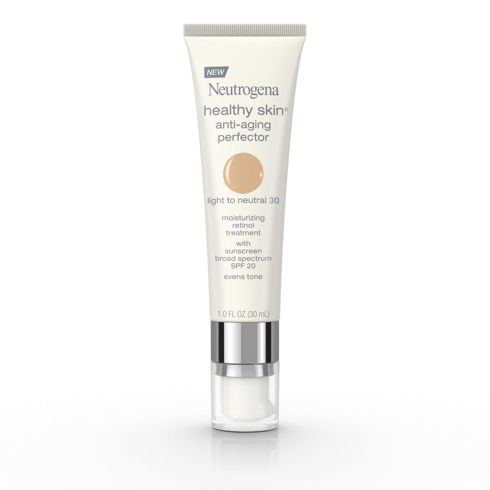 Neutrogena Retinol Tinted Moisturizer tube closeup, delivering lightweight hydration and subtle glow.