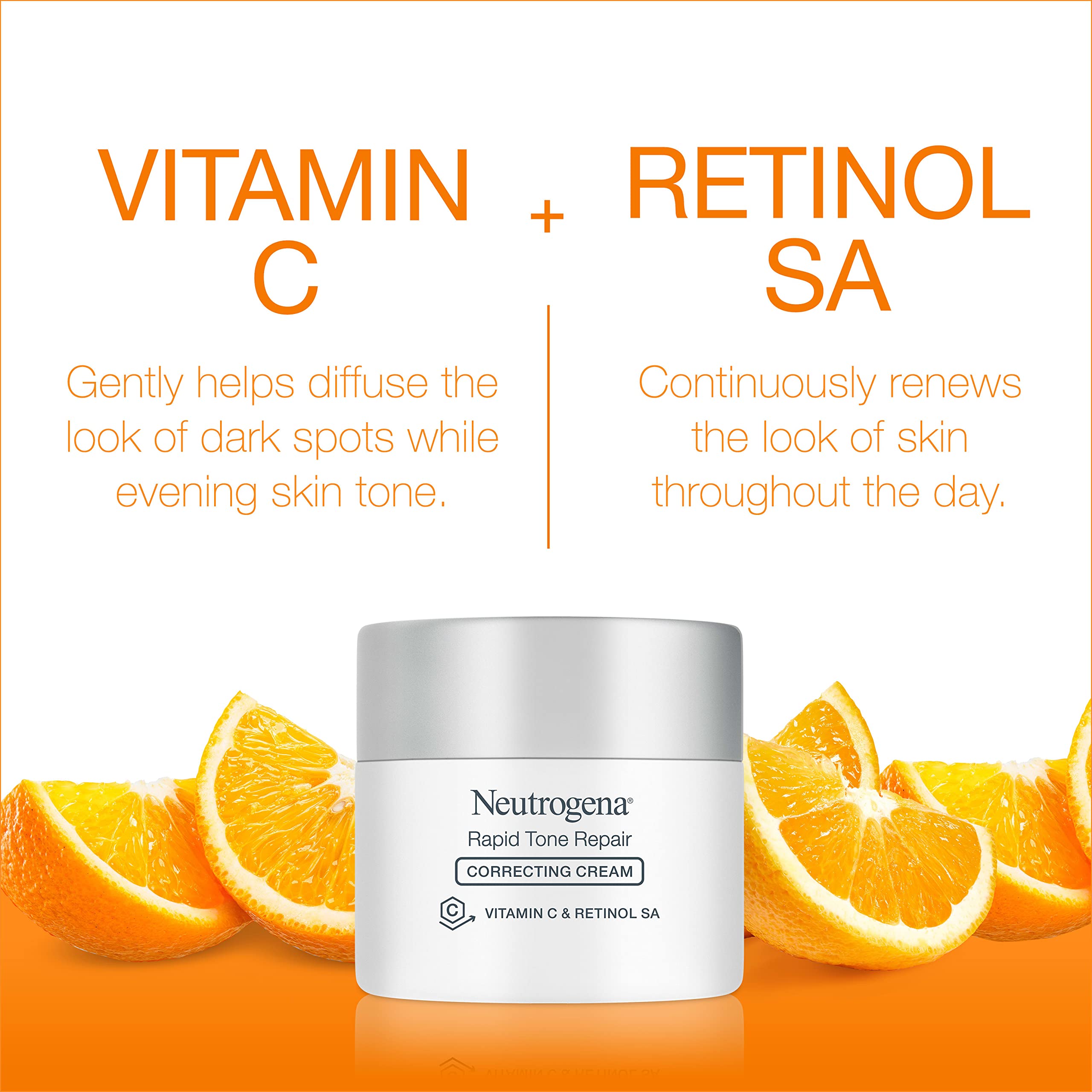 Neutrogena Retinol + Vitamin C Correcting Cream on neck massaged for even tone.