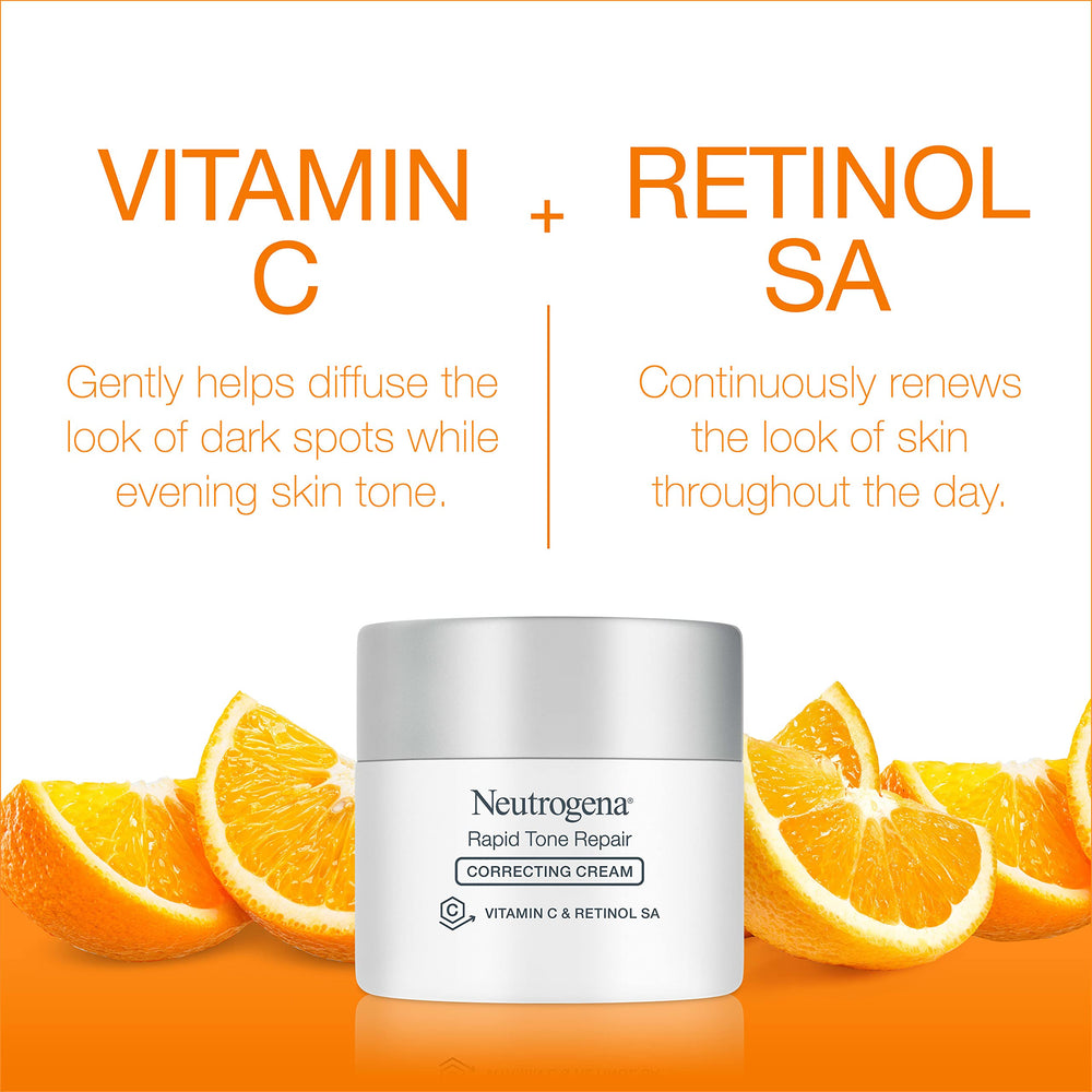 Neutrogena Retinol + Vitamin C Correcting Cream on neck massaged for even tone.