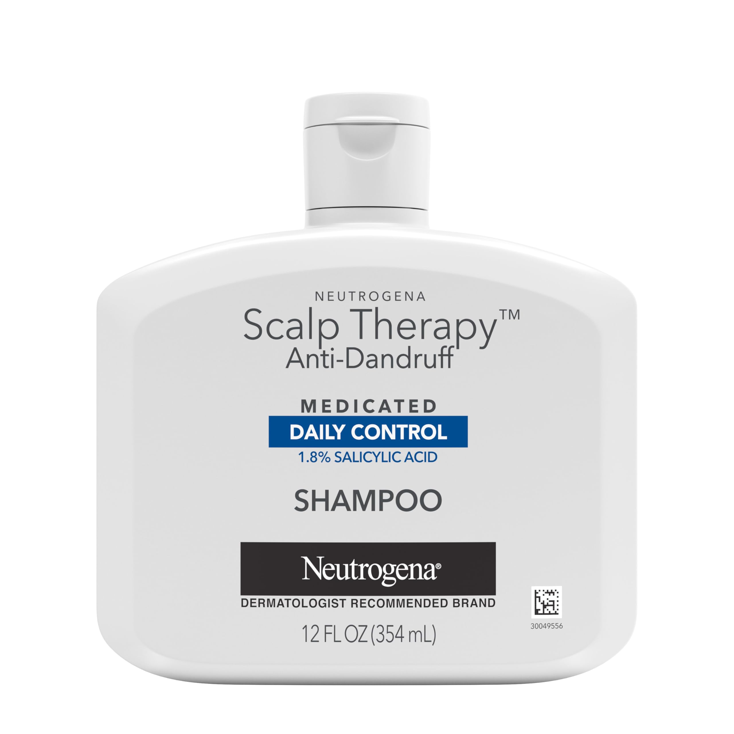 Neutrogena Scalp Therapy bottle front with anti-dandruff formula for a refreshed scalp.