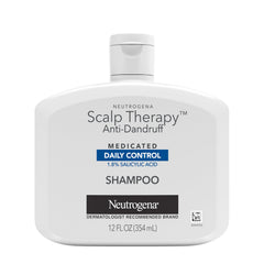 Neutrogena Scalp Therapy bottle front with anti-dandruff formula for a refreshed scalp.