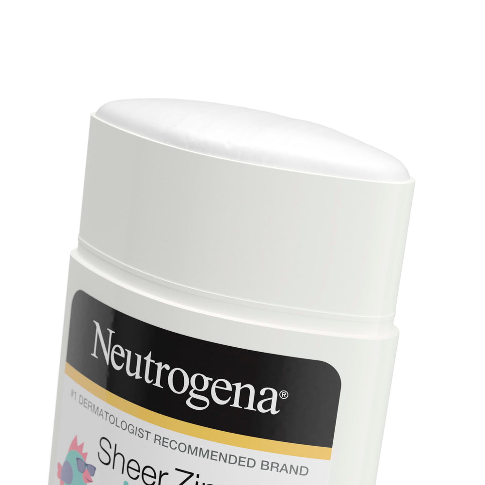 Neutrogena Sheer Zinc Kids Sunscreen Stick applied to the face in a gentle glide