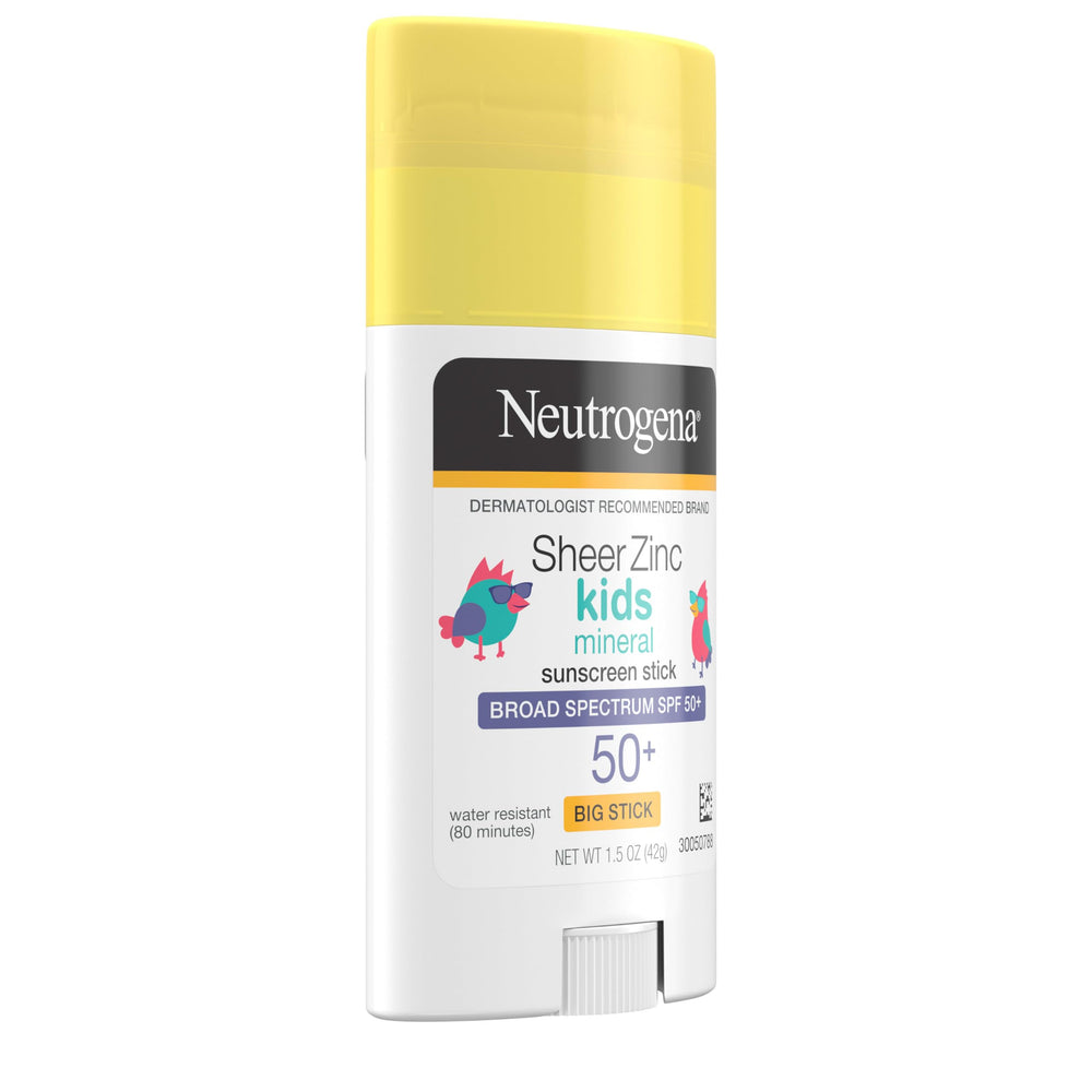 Neutrogena Sheer Zinc Kids Sunscreen Stick leaves no white residue during play