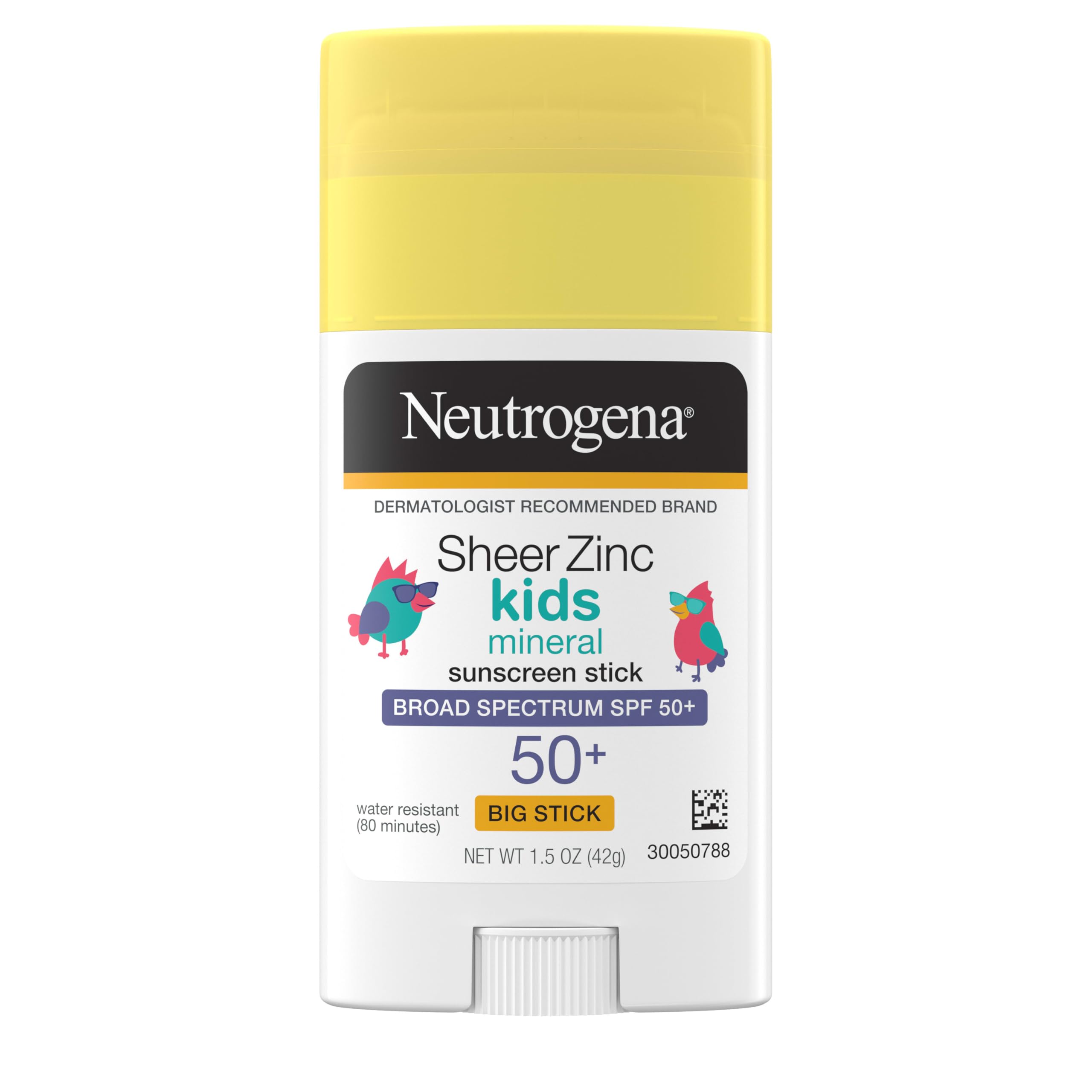 Neutrogena Sheer Zinc Kids Sunscreen Stick packaging shows travel-friendly design for families