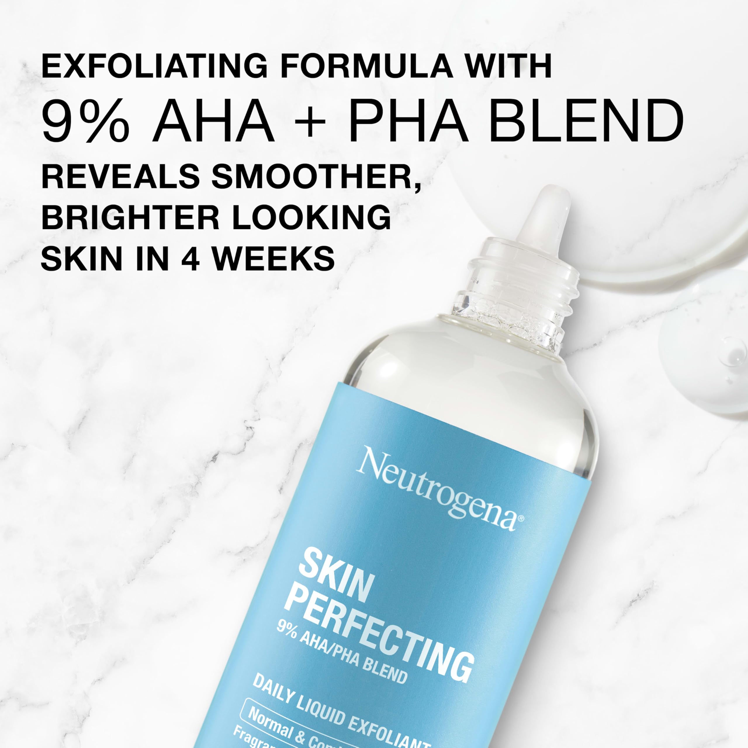 Neutrogena Skin Perfecting exfoliant-gluconolactone closeup hints at pore-conditioning benefits
