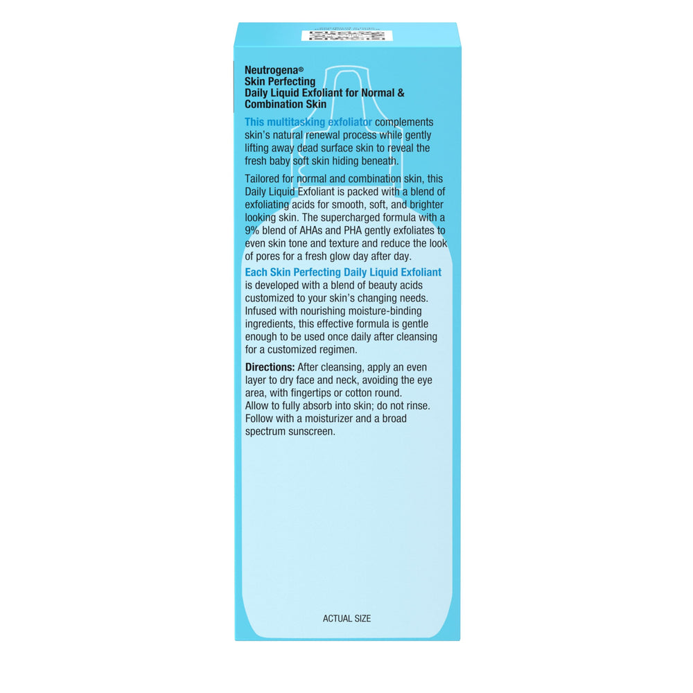 Neutrogena Skin Perfecting exfoliant in routine photo suggests after-cleansing use benefits