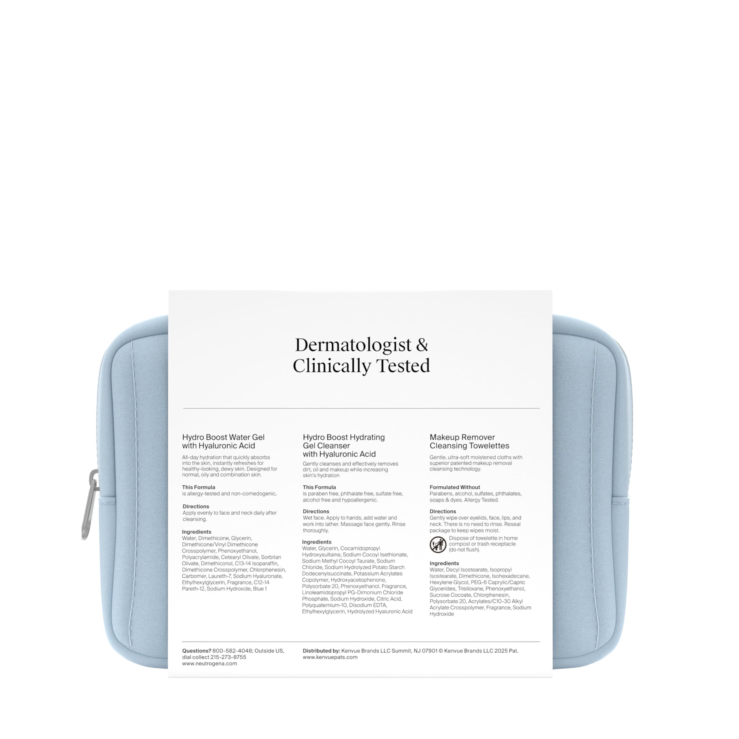 Neutrogena skincare bundle flatlay emphasizing three essential travel sizes.