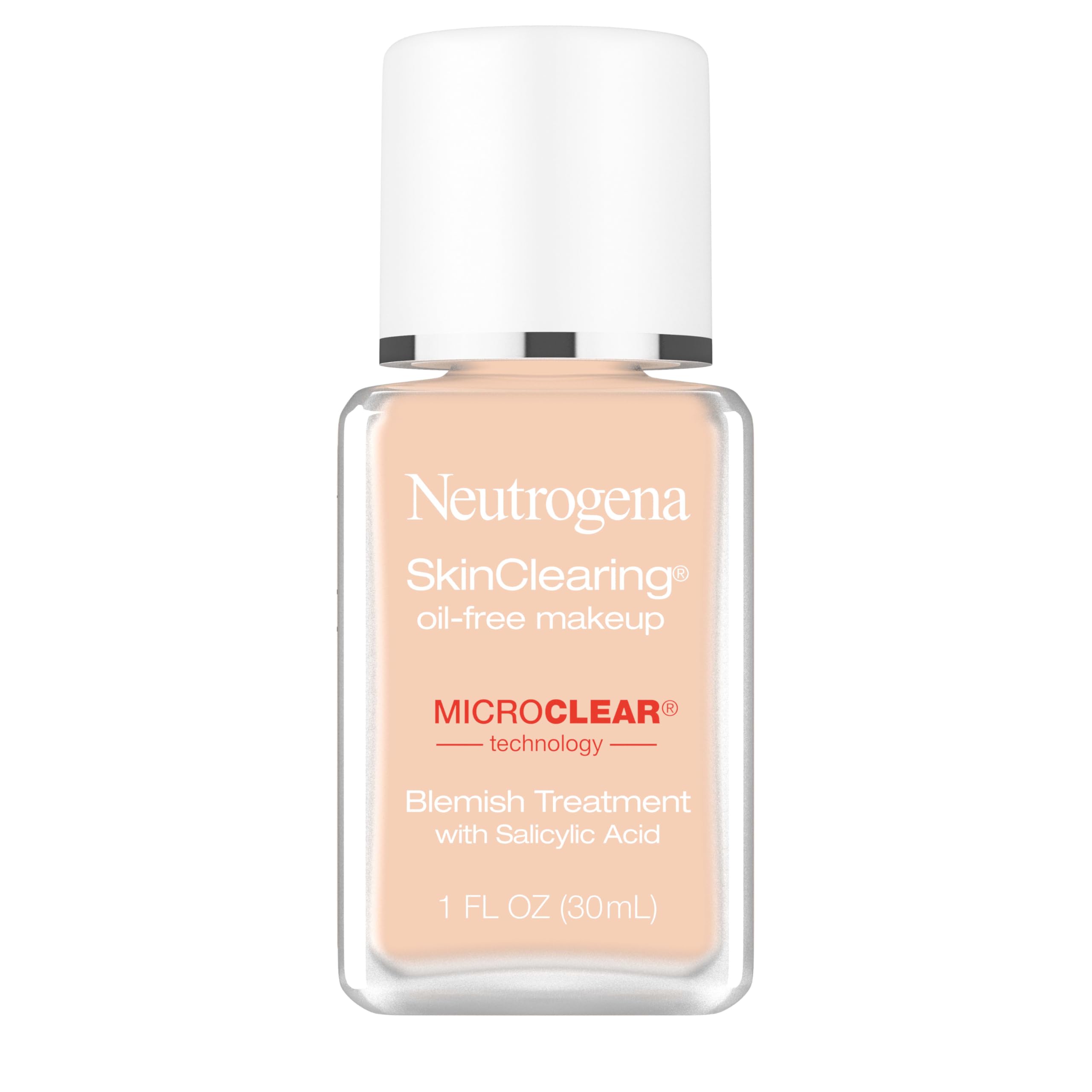 Neutrogena SkinClearing foundation Nude 40 bottle shows oil-free, breathable coverage.