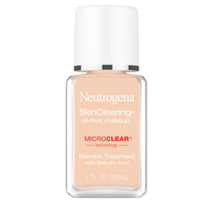 Neutrogena SkinClearing foundation Nude 40 bottle shows oil-free, breathable coverage.