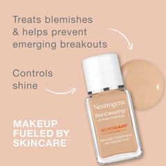 Neutrogena SkinClearing Foundation Soft Beige 50 blends evenly and reduces shine.